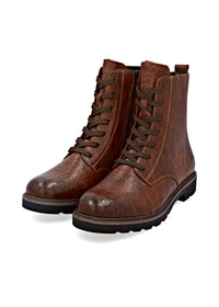 Lace-up ankle boots - brown patterned leather