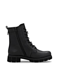 Ankle boots - black leather, diamond decorations on laces, Remonte-TEX