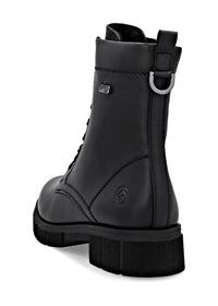 Ankle boots - black leather, diamond decorations on laces, Remonte-TEX