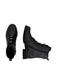 Ankle boots - black leather, diamond decorations on laces, Remonte-TEX