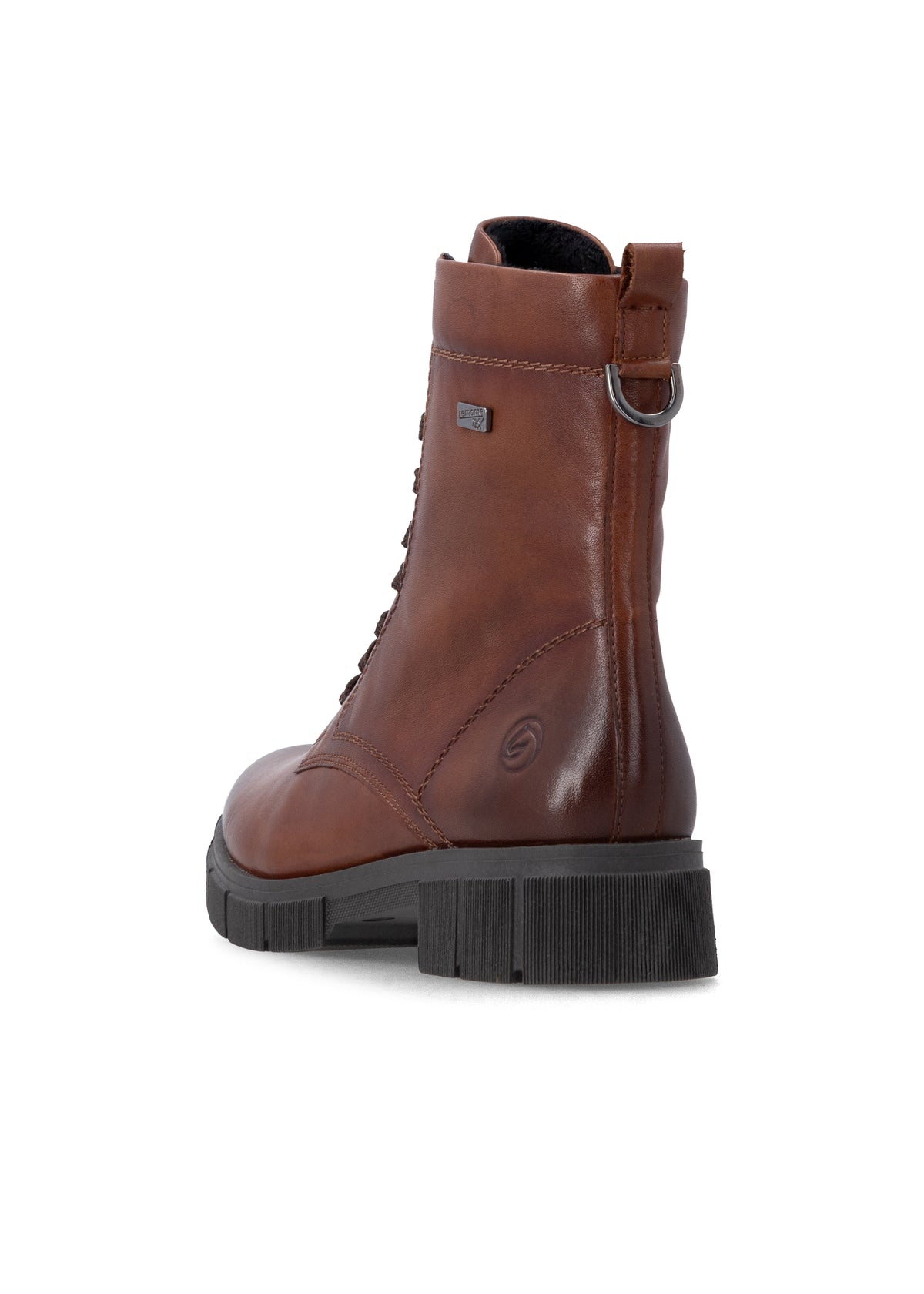 Ankle boots - brown leather, diamond decorations on laces, Remonte-TEX