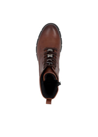 Ankle boots - brown leather, diamond decorations on laces, Remonte-TEX
