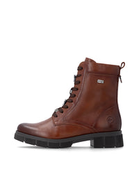 Ankle boots - brown leather, diamond decorations on laces, Remonte-TEX