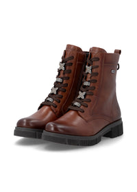 Ankle boots - brown leather, diamond decorations on laces, Remonte-TEX