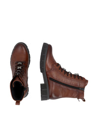 Ankle boots - brown leather, diamond decorations on laces, Remonte-TEX