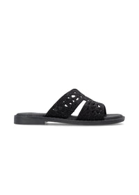 Låga snörslip-ons - glittrande svart