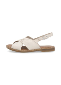 Low sandals with wide straps - cream light leather