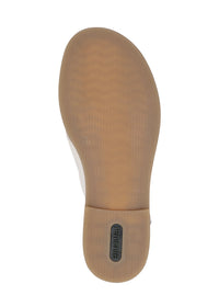 Low sandals with wide straps - cream light leather