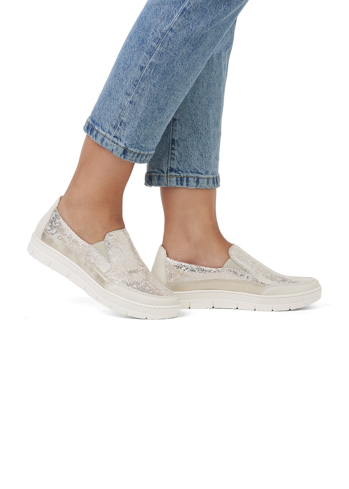 Loafers med tjock sula - gyllene mönster