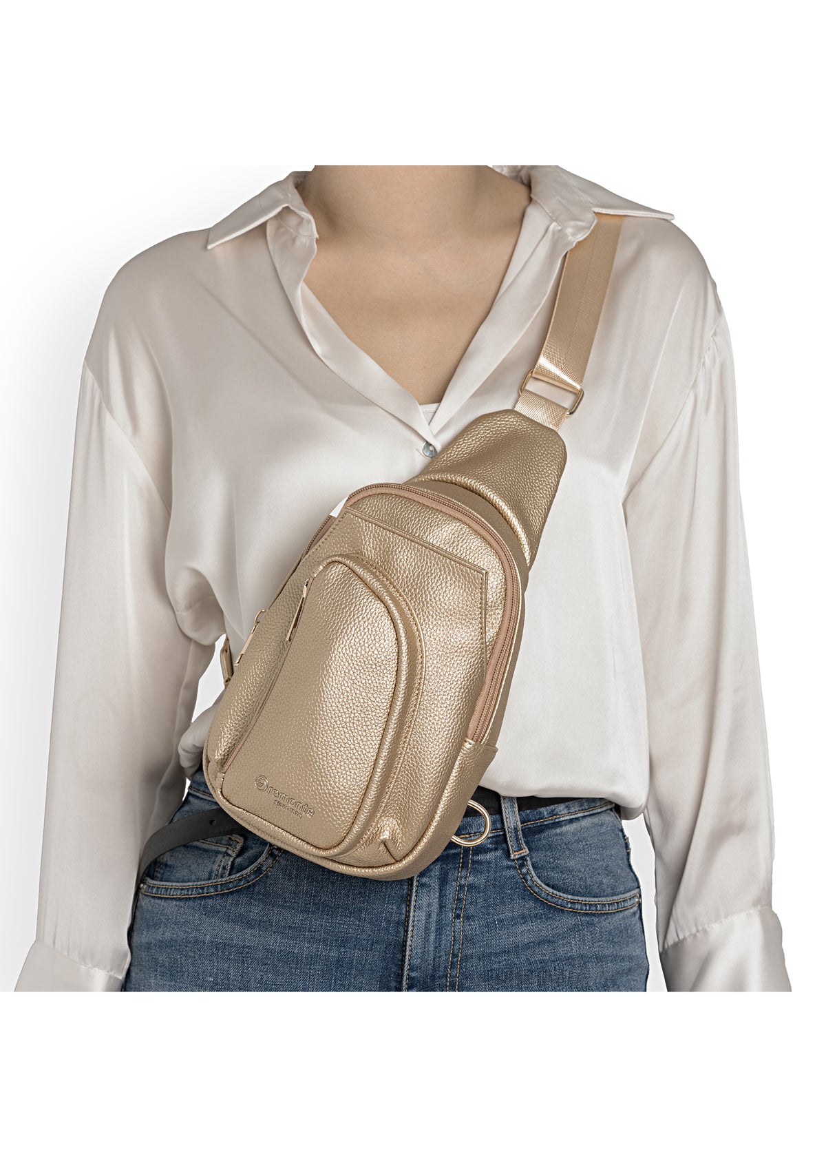 Women's shoulder bag - gold, crossbody