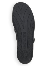 Ballet flats with Velcro strap - black, silver leaf patterns