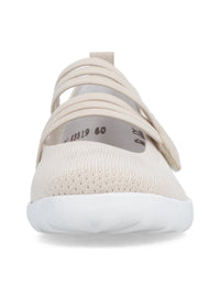 Ballet flats with elastic velcro strap - beige fabric