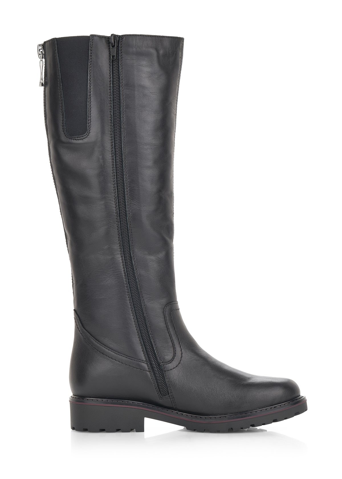 Boots with warm wool lining - black, adjustable M-L shaft