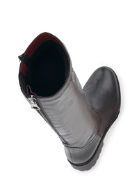 Boots with warm wool lining - black, adjustable M-L shaft