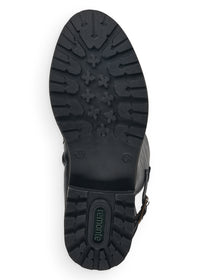 Boots with warm lining - black synthetic material, buckle decorations, L-XL shaft