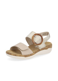 Sandaalit - beige-kulta, nahkaremmit, tarrakiinnitys
