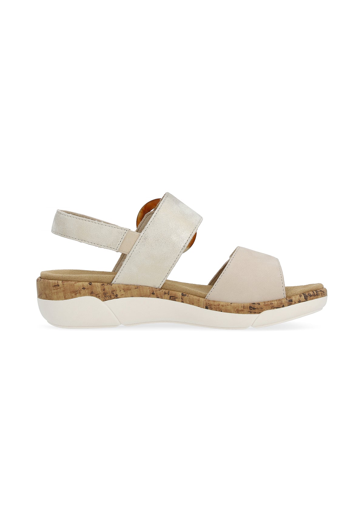 Sandaalit - beige-kulta, nahkaremmit, tarrakiinnitys