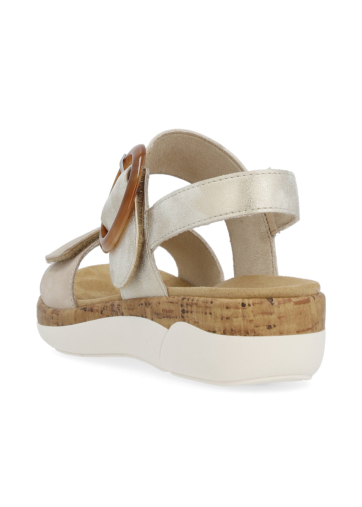 Sandaalit - beige-kulta, nahkaremmit, tarrakiinnitys
