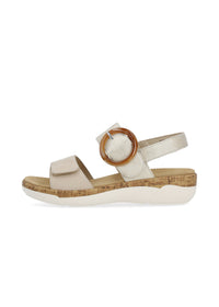 Sandaalit - beige-kulta, nahkaremmit, tarrakiinnitys