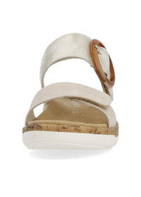 Sandaalit - beige-kulta, nahkaremmit, tarrakiinnitys