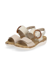 Sandaalit - beige-kulta, nahkaremmit, tarrakiinnitys