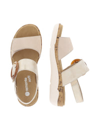 Sandaalit - beige-kulta, nahkaremmit, tarrakiinnitys