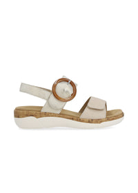 Sandaalit - beige-kulta, nahkaremmit, tarrakiinnitys