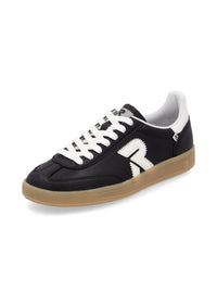 Sneakers - svart läder, brun sula