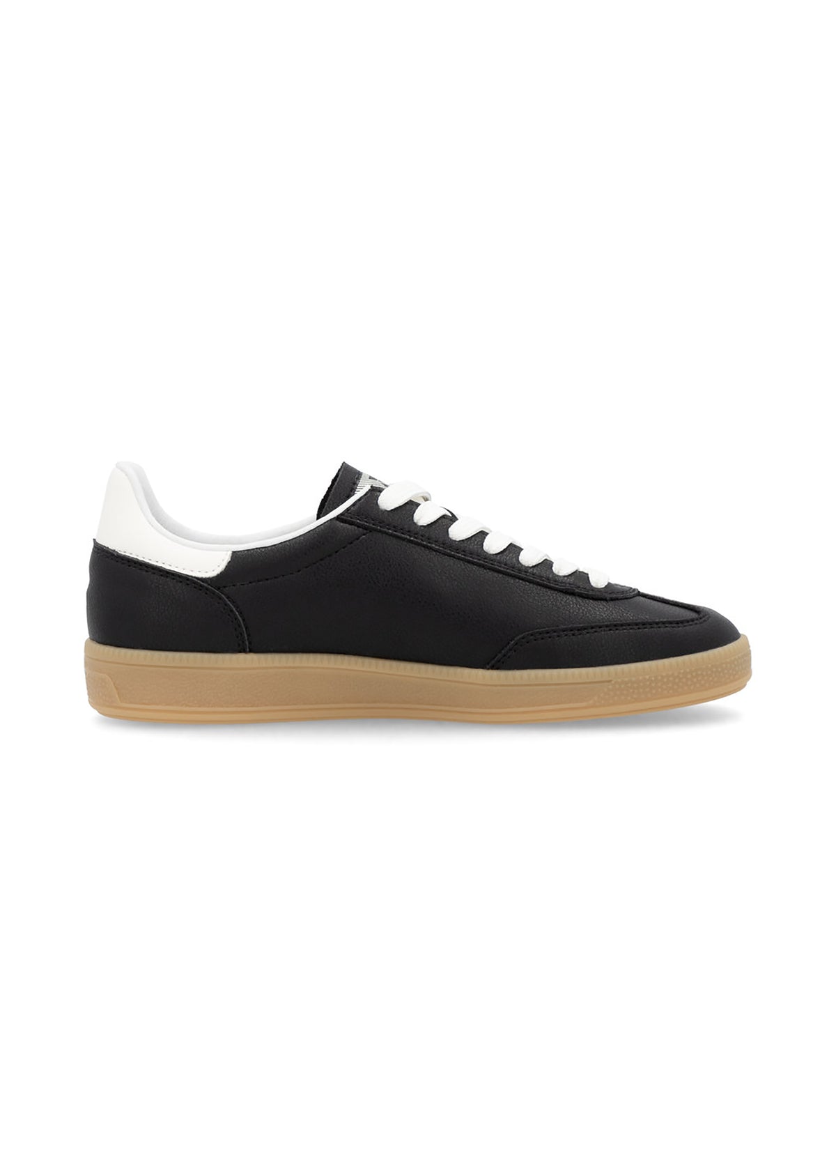 Sneakers - svart läder, brun sula
