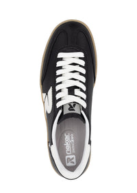 Sneakers - svart läder, brun sula