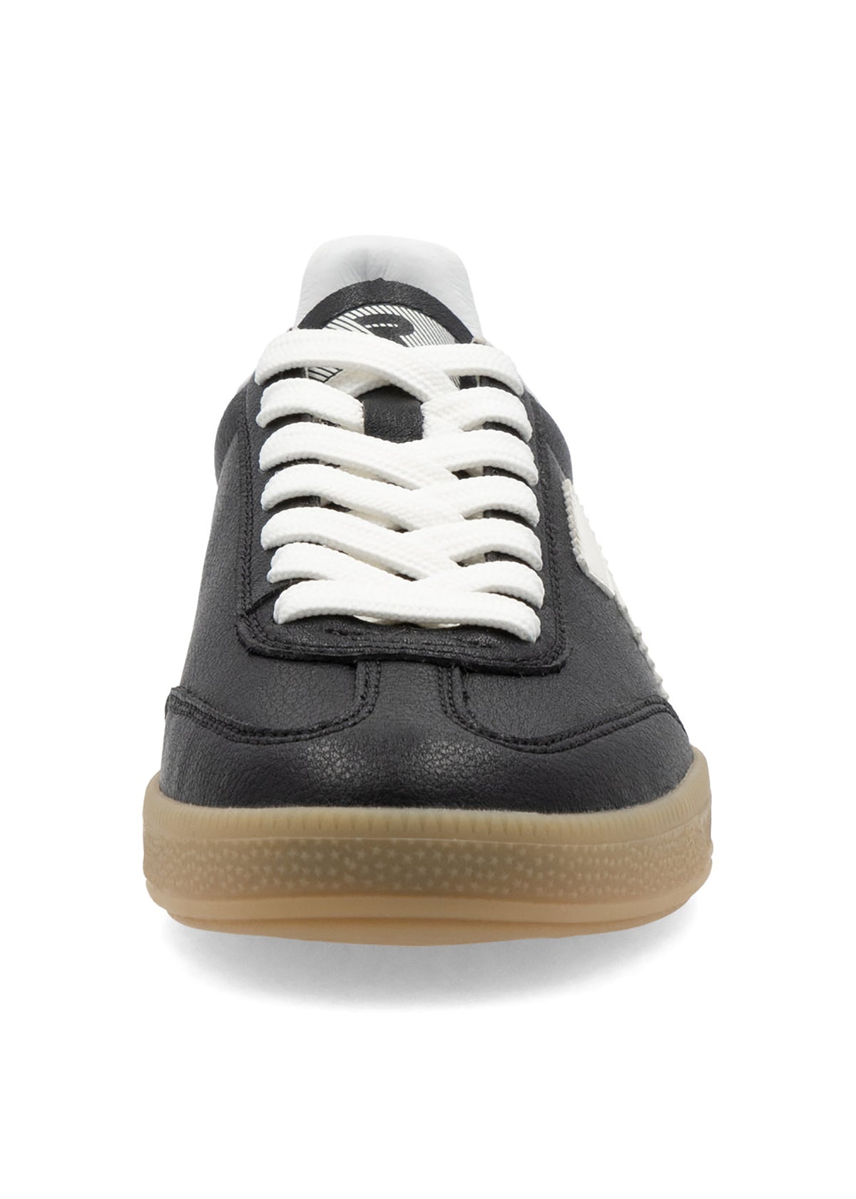 Sneakers - svart läder, brun sula