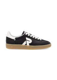 Sneakers - svart läder, brun sula