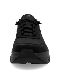 Running shoes with thick sole - black fabric, black sole, Rieker-TEX