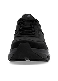 Running shoes with thick sole - black fabric, black sole, Rieker-TEX