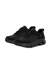 Running shoes with thick sole - black fabric, black sole, Rieker-TEX