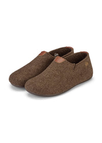 Wool slippers - brown wool felt, Elma-Ernst