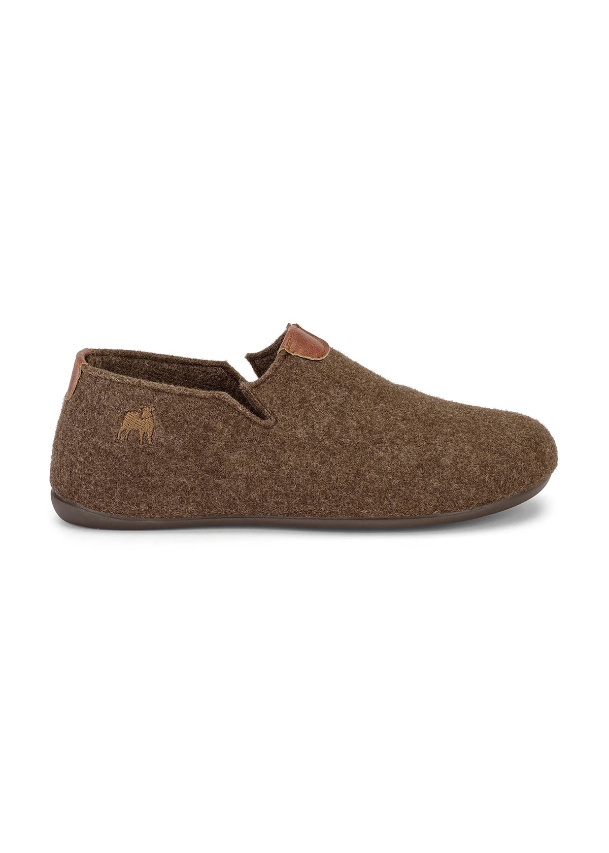 Wool slippers - brown wool felt, Elma-Ernst
