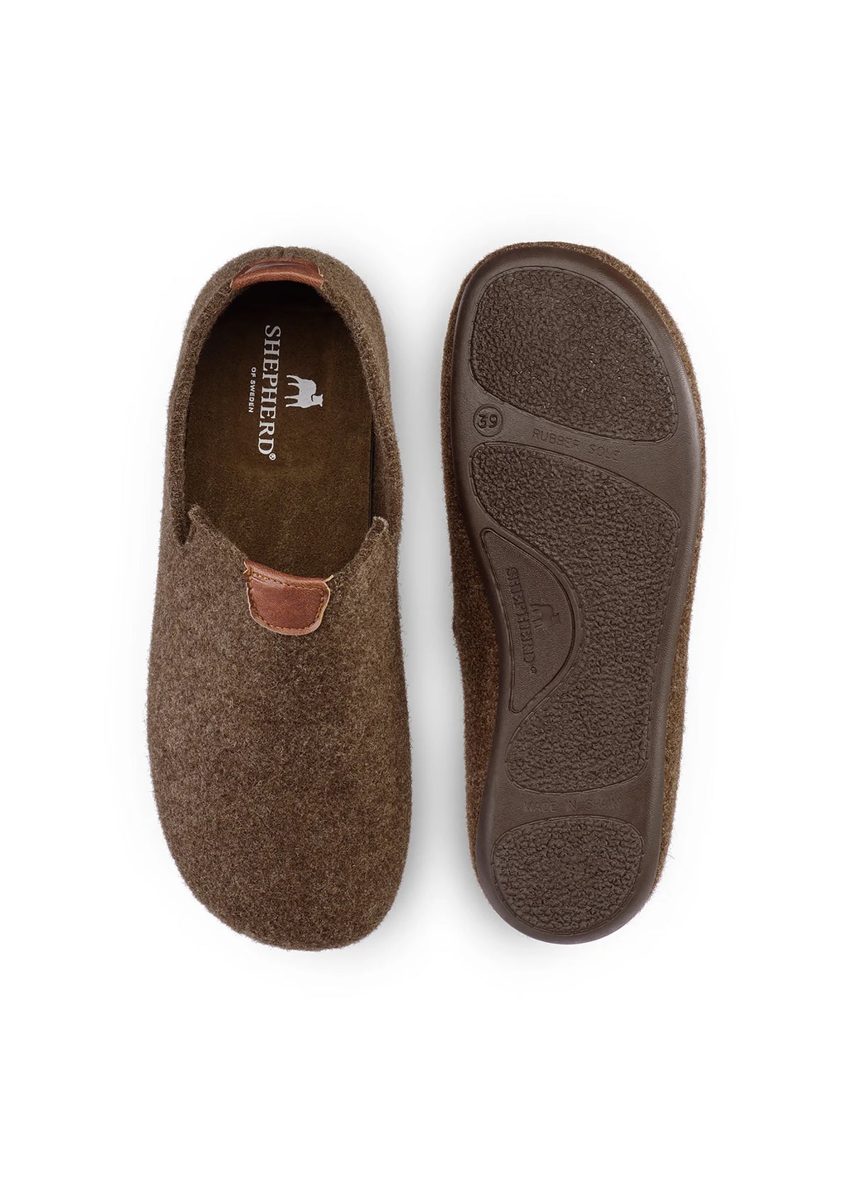 Wool slippers - brown wool felt, Elma-Ernst