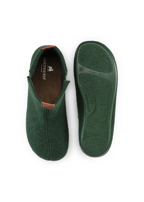 Wool slippers - green wool felt, Ester-Erik