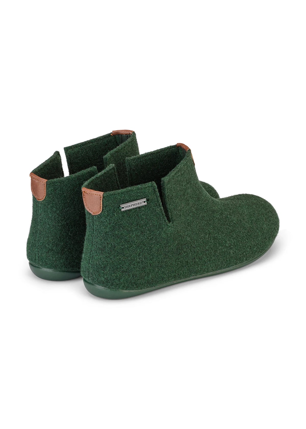 Wool slippers - green wool felt, Ester-Erik