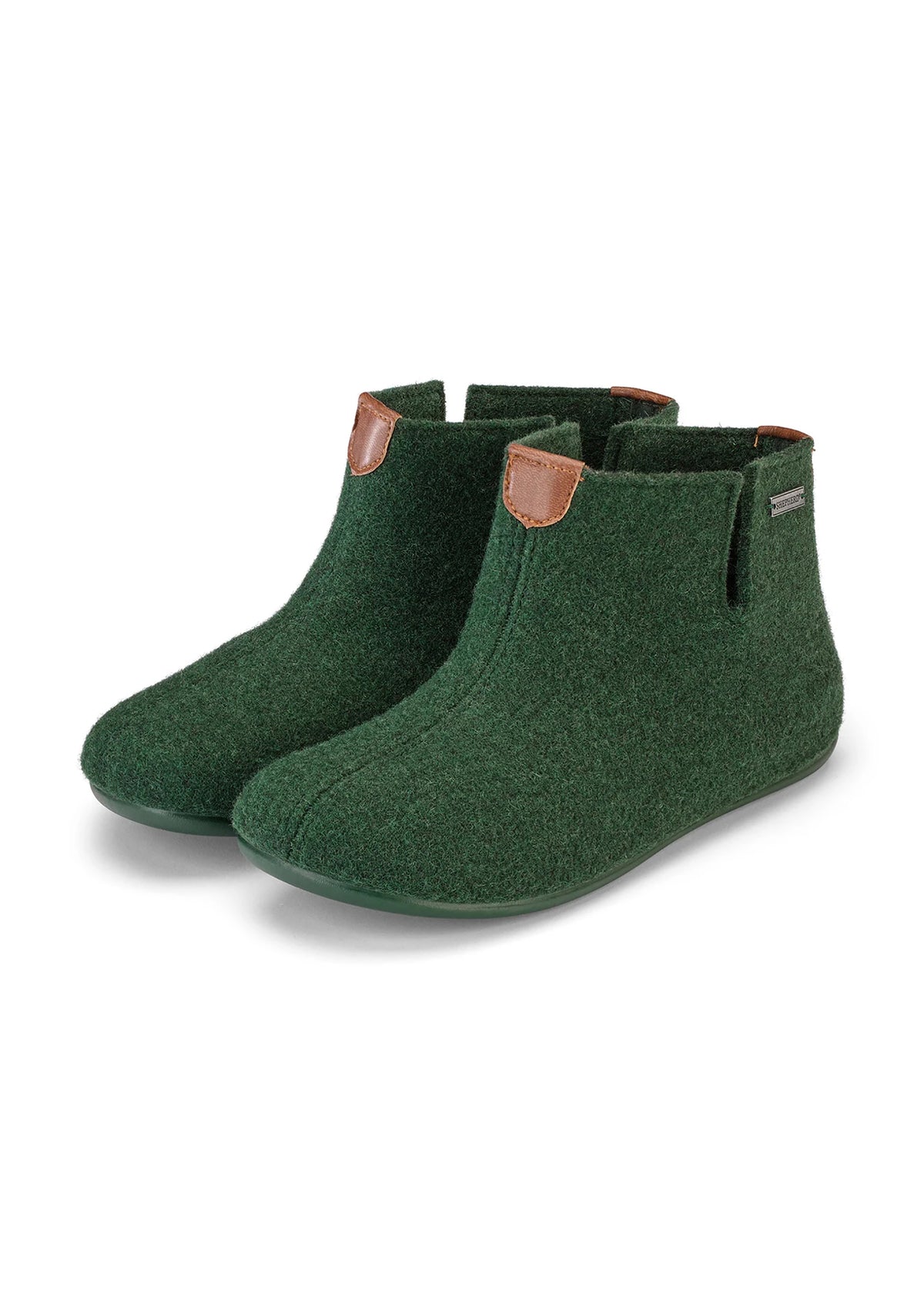 Wool slippers - green wool felt, Ester-Erik