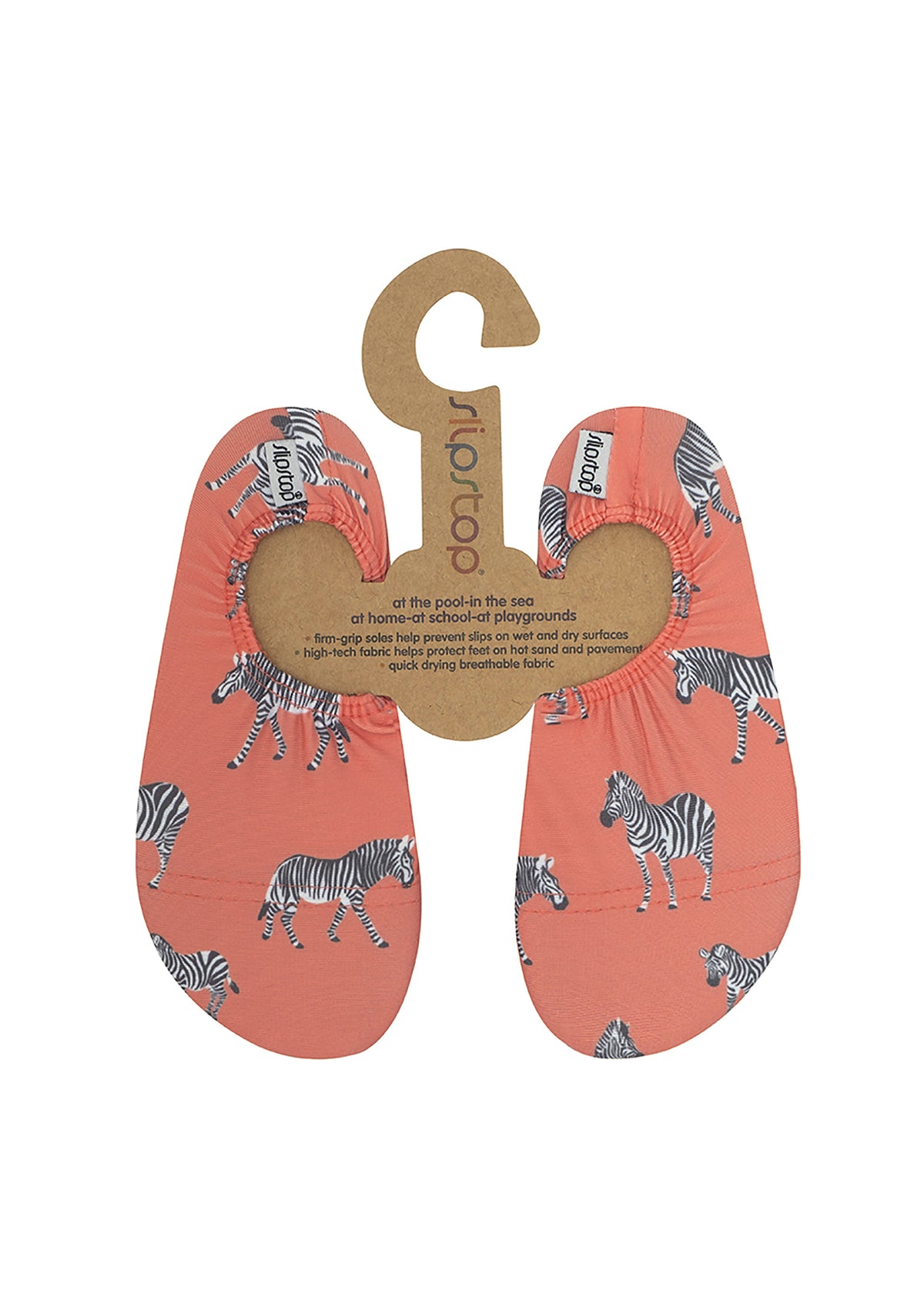 Children's slippers - Grevy, zebras on an orange background