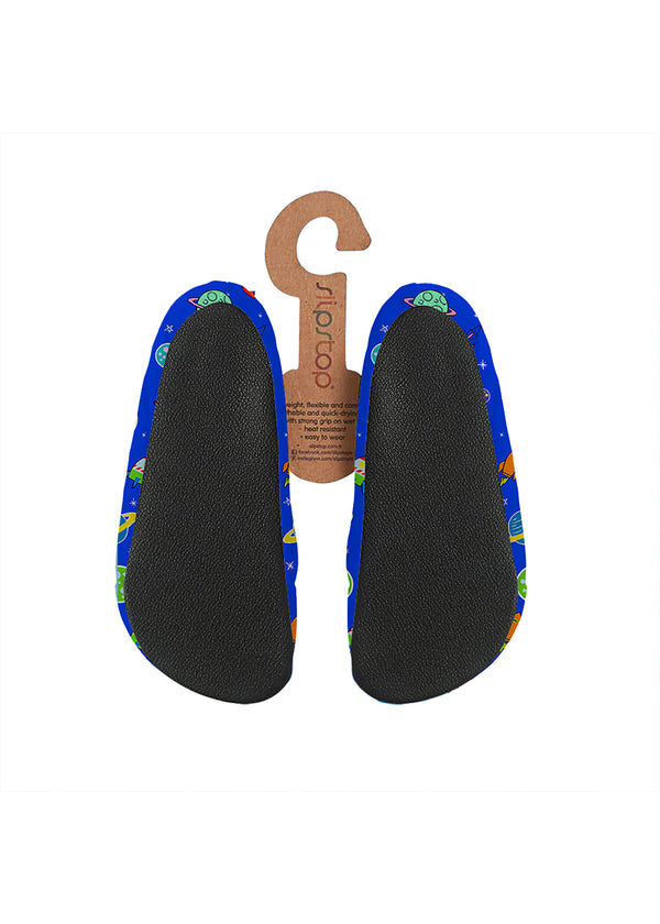 Children's slippers - Mars, space patterns on a blue base