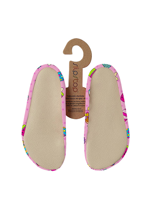 Children's slippers - Frutti, ice creams, pink