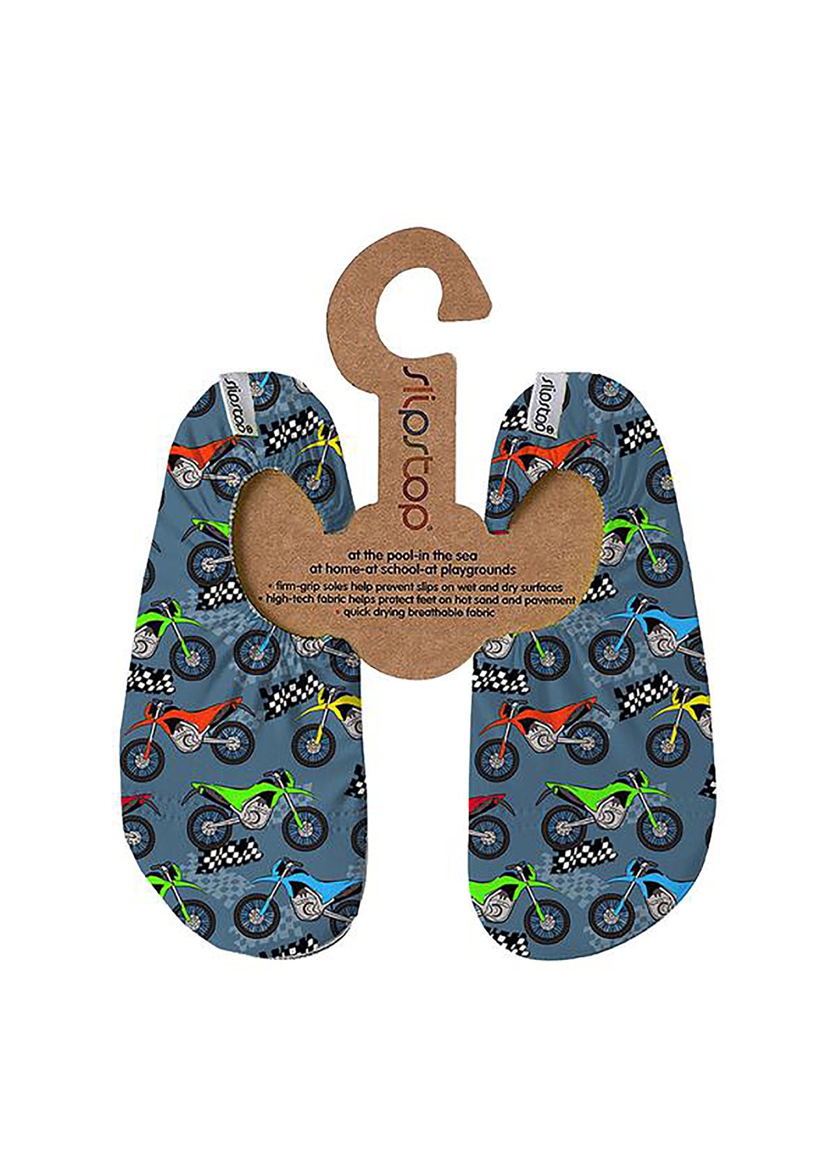 Children's slippers - Enduro, motorcycles, dark gray