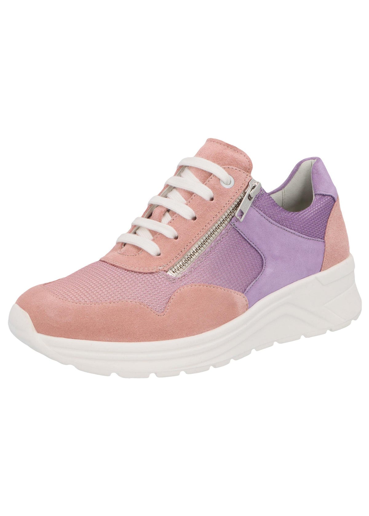 Sneakers with wedge sole - Karma, light pink and purple, wide fit
