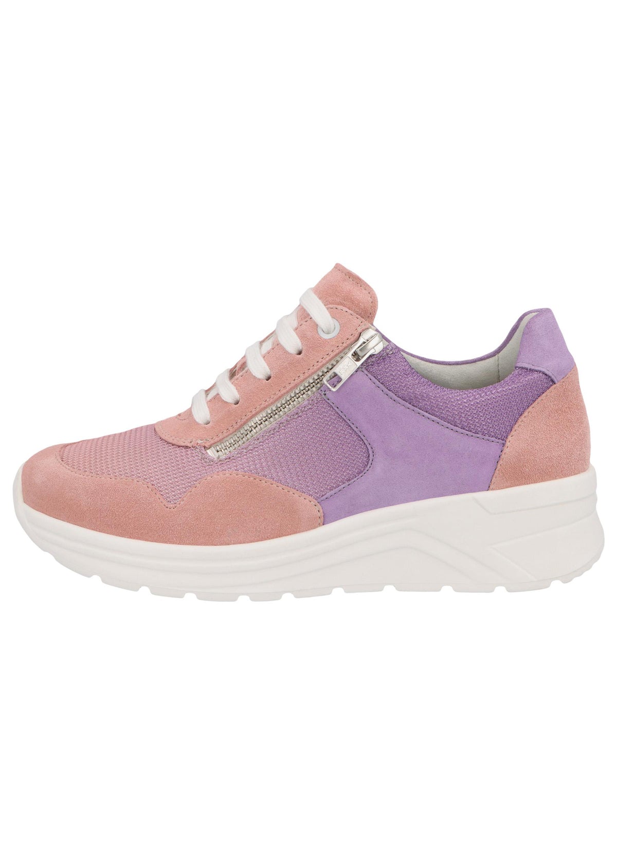 Sneakers with wedge sole - Karma, light pink and purple, wide fit