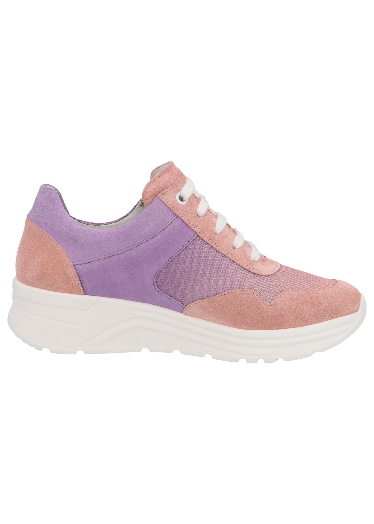 Sneakers with wedge sole - Karma, light pink and purple, wide fit