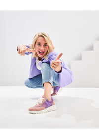 Sneakers with wedge sole - Karma, light pink and purple, wide fit