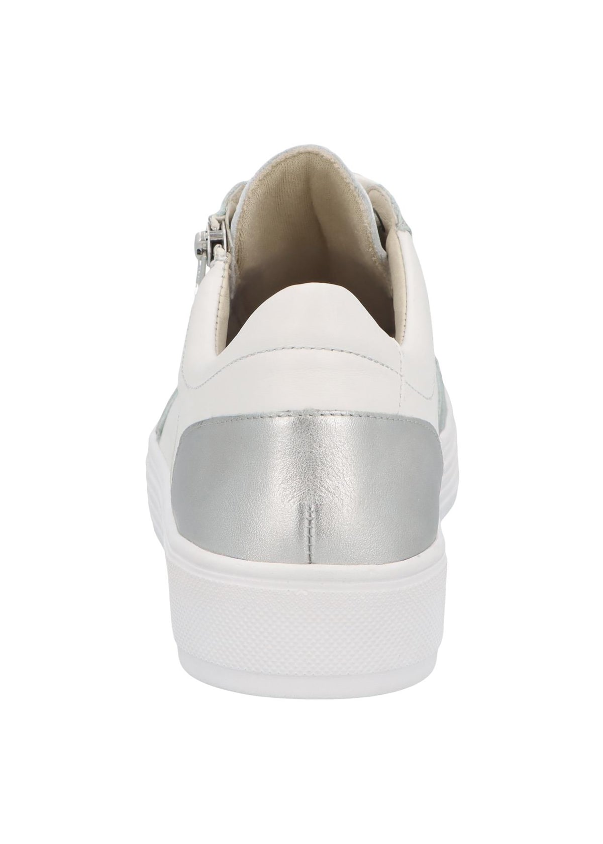 Sneakers - Kendal, vitt läder, silverfärgade detaljer, bred läst